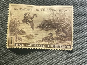 Estampilla de pato federal de Estados Unidos 1942 Scott RW9 Baldpates Ducks fina como nueva sin bisagras de goma - Imagen 1 de 2