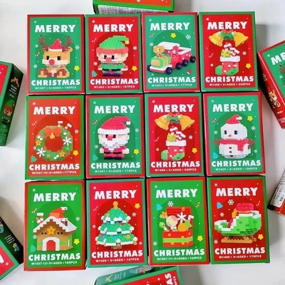 4/12Set Christmas Building Block Gift Brick,Santa Claus Deer Eve Puzz Set - Image 1 of 4