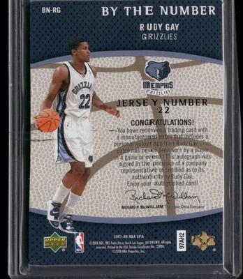 2007-08 SP Authentic #BN-RG Rudy Gay By the Number Jersey Number #/25 - Image 1 of 2