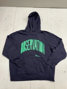 H&M Navy Blue Relaxed Fit Observation Print Pullover Hoodie Mens Size Large - Picture 1 of 6
