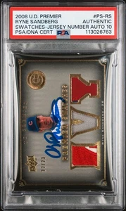 2008 UD Premier Swatches Ryne Sandberg #PS-RS Jersey Number 22/23 PSA A Auto 10 - Picture 1 of 2