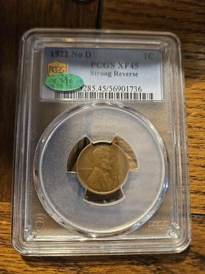 1922 NoD LINCOLN WHEAT CENT PCGS GRADED XF45 WITH CAC STICKER. (STRONG REVERSE) - Image 1 of 4