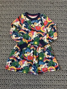 EUC Mini Boden Rainbow  Unicorns Sweatshirt Terry Dress 7/8 - Picture 1 of 3