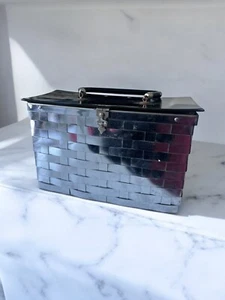 50's DORSET REX FIFTH AVENUE woven metal black lucite lid hand bag Vintage Purse - Picture 1 of 10