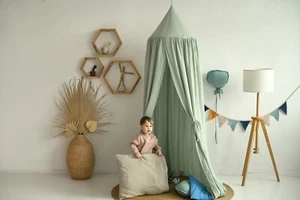 Sage green muslin baby crib canopy - Picture 1 of 4