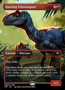 Hunting Velociraptor Borderless Style Card For EDH And Playtest - Picture 1 of 3
