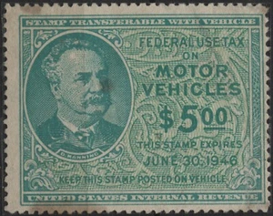 USA Revenue, 1945 #RV42 5,00 $ grün, Motor Vehicle use, Revenue, used - Bild 1 von 1