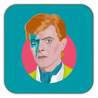 Novelty Mug Coaster David Bowie Music Icons Square Waterproof With Cork Back • 6£