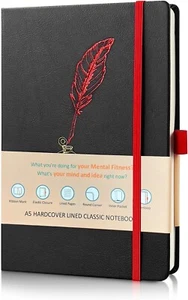 Lined Black Journal Notebook for Writing, 192 Pages, A5 Hardcover Notebooks for - Picture 1 of 27