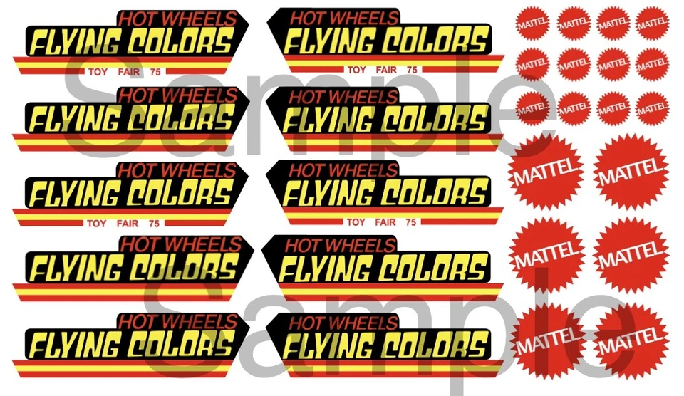 Flying Colors 1/64, 1/32, 1/24, 1/18 WATER-SLIDE DECALS FOR HOT WHEELS, MATCHBOX - Image 1 of 1