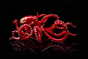 Glaskrake Skulptur Tintenfisch Krake Kopffüßer mundgeblasen Glas Oktopus Glas - Bild 1 von 5
