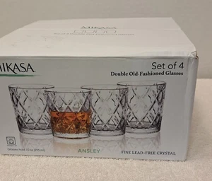 MIKASA - ANSLEY - BICCHIERI DOPPIO CRISTALLO 10 oz vecchio stile - set di 4 - Foto 1 di 9