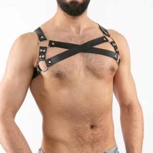 Arnés corporal con correa de hombro punk para hombre sexy pecho esclavitud cinturón ropa interior ropa para club nocturno - Imagen 1 de 6