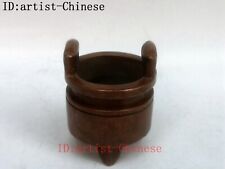 2.2" Old Chinese Bronze Carving Smoked Incense Burner censer Family Decoration
