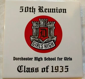 Dorchester Massachusetts High School For Girls Class of 1935 50th reunion trivet - Picture 1 of 5