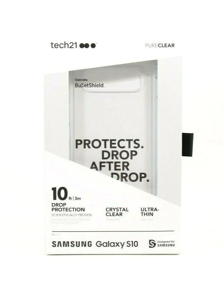 NEW Authentic Tech21 Pure Clear Case for Samsung Galaxy S10 - PURE CLEAR - Image 1 of 1