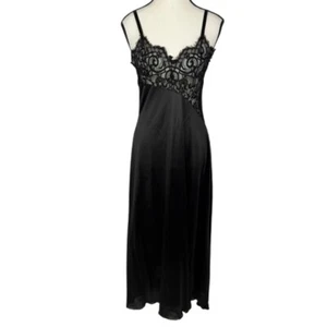 Darling Vintage Nightgown Slip Dress S Black Lace Coquette Lingerie Romantic USA - Picture 1 of 9