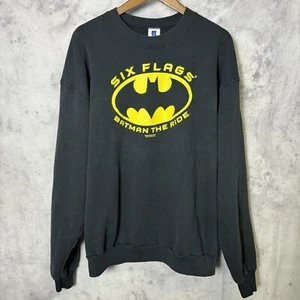 Vintage Batman Six Flags Sweatshirt Mens XL Black 90s The Ride DC Comics USA - Picture 1 of 9