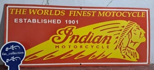 Indian Motorcycles Porcelain Enamel Sign 36 x 15 Inches 1 Sided - Picture 1 of 6