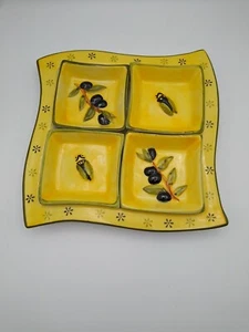 Bandeja cuadrada principal de cerámica Peint NEM 8x8 con 4 platos de salsa de inmersión 3x3 - Imagen 1 de 12