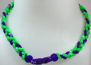 NEW! 20" Custom Clasp Braided Sports Neon Green Lime Purple Tornado Necklace - Picture 1 of 1
