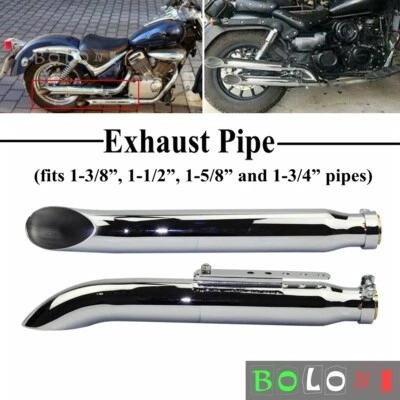 Chrome Motorcycle Muffler Exhaust Pipes For Honda Yamaha Suzuki Bobber Universal - Image 1 of 4