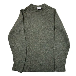 Debenhams Knit Jumper 100% Shetland Wool Sweater Green Mens Small - Picture 1 of 8