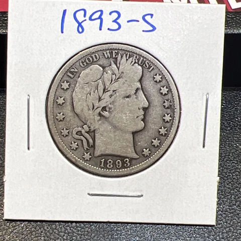 1893-S  Barber Half Dollar,   Key Date!!   Nice Original Coin Cover