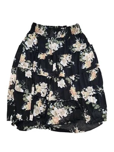 American Rag Cie Maxi Skirt 2x Plus Size Lined Black Floral Sheer Boho - Picture 1 of 6
