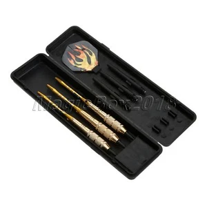 Plastic Dart Tip Darts Golden Brass Barrel Fire Flights w Box Case Indoor Game - Picture 1 of 10