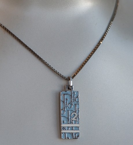 Rarissima collana vintage CHRISTIAN DIOR monogramma logo placca argento