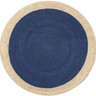 Rug Round Blue Jute Rugs Hand Braided Runner Vintage Rag Rug Dhurrie Mats 7x7 ft