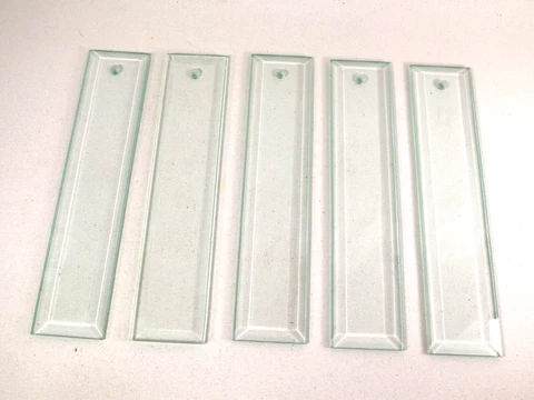 5 Rectangular Glass Pieces Chandelier or Crafts Beveled 8"x 1.75"x.25" Drilled Cover