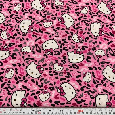 Hello Kitty Cheetah Toss 2012 Sanrio Springs Creative Cotton Remnant 17" x 43" - Image 1 of 2