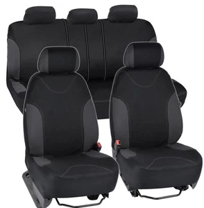 BDK CarXS PolyPro Car Seat Covers Full Set In Black/Charcoal Gray Front and Rear - Picture 1 of 16