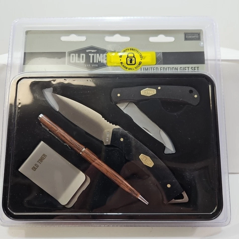 Old Timer Limited Edition Gift Set Pocketknives, money clip, pen, collector tin. - Image 1 of 3