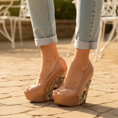 Ziginy кожаные клинья Muster цвет рок цветочный платформе яркий драгоценности, размер 6 - Изображение 1 из 4