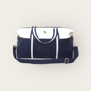 NWT Ralph Lauren Parfums Large Canvas Duffle Bag Navy/White Travel Tote Weekend - Picture 1 of 13