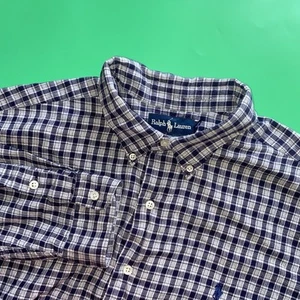 Ralph Lauren Men's XXL Long Sleeve Blue Gray Checked Button Down Casual Shirt. - Picture 1 of 6