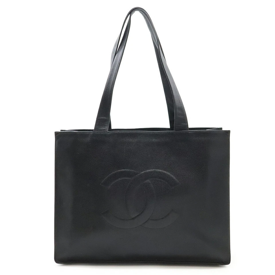 Bolso de Mano CHANEL Bordado Hombro Piel de Caviar Cuero Negro GZl19tq1 Foto 1 de 1
