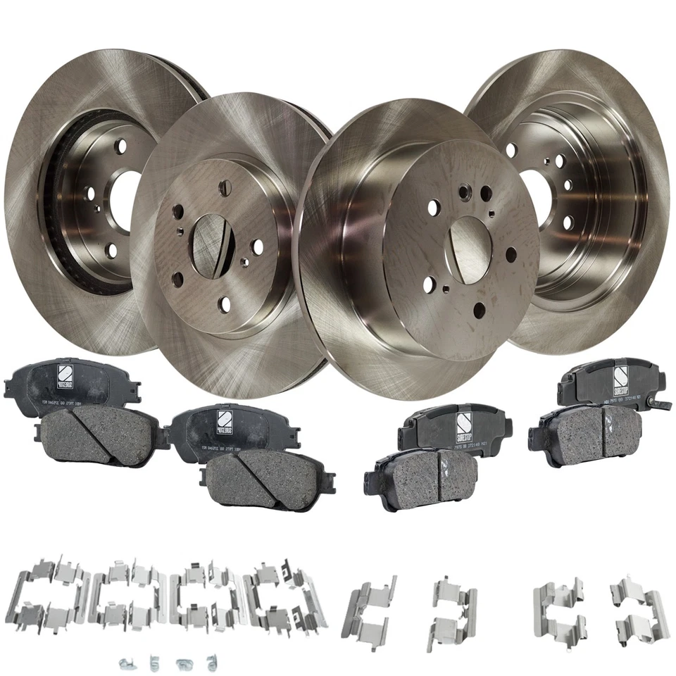 Kit de rotores y pastillas de disco de freno delanteros y traseros para Toyota Sienna 2004 2005-2010 Foto 1 de 4