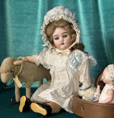 Антикварная немецкая неглазурованная голова куклы Max Handwerck 17 дюймов форма 421 - Изображение 1 из 4