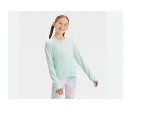 Girls' Cozy Soft Crewneck Sweatshirt - All In Motion Light Mint Green M (8) - Picture 1 of 1
