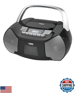 Naxa Electronics NPB-268 Portable CD/Cassette Boombox, Silver/Black - Picture 1 of 5