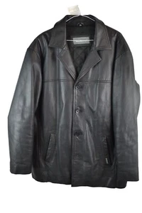 BEN SHERMAN Black Leather Blazer Jacket size L Mens Button Up Smart Casual - Picture 1 of 9