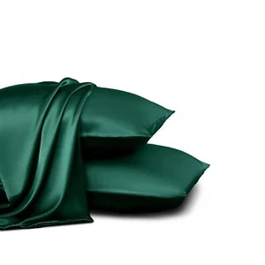 Blackish Green Satin Pillowcase for Hair and Skin Standard Size Pillow Covers... - Picture 1 of 9