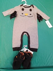 Halloween 1 piece outfit with sleepers size 3- 6 month NWT spider wings cool,BOO - Picture 1 of 12