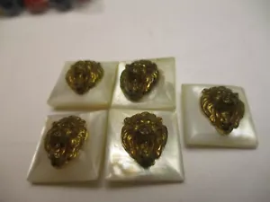 Buttons, 5, Lion Head Shank Buttons with Pearl like Backing - Picture 1 of 3