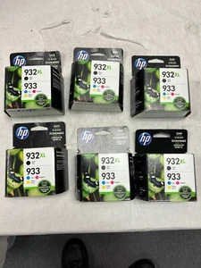 LOT OF 6 Genuine OEM HP 932XL Black 933 Cyan Magenta Yellow Printer Ink Sets NEW - Picture 1 of 8
