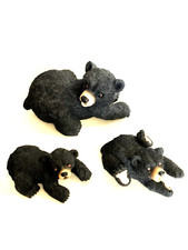 Set of three Resin Black Bear Bears Mom and cubs wall art cabin cottage decor